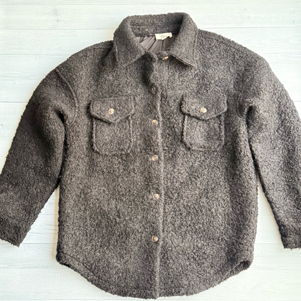 NWOT Elan Black Sherpa Shacket Size M